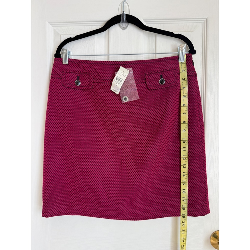 LOFT Petite Textured‎ A-Line Skirt Magenta Black Size 10 - Picture 7 of 8